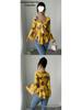 European Floral Gradient Tie-Up Square Neck Long Sleeve Shirt