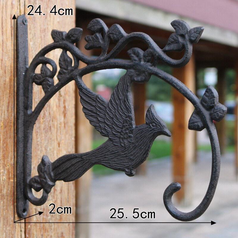 Retro Cast Iron Bird Wall Hooks & Hangers for Baskets & Lanterns
