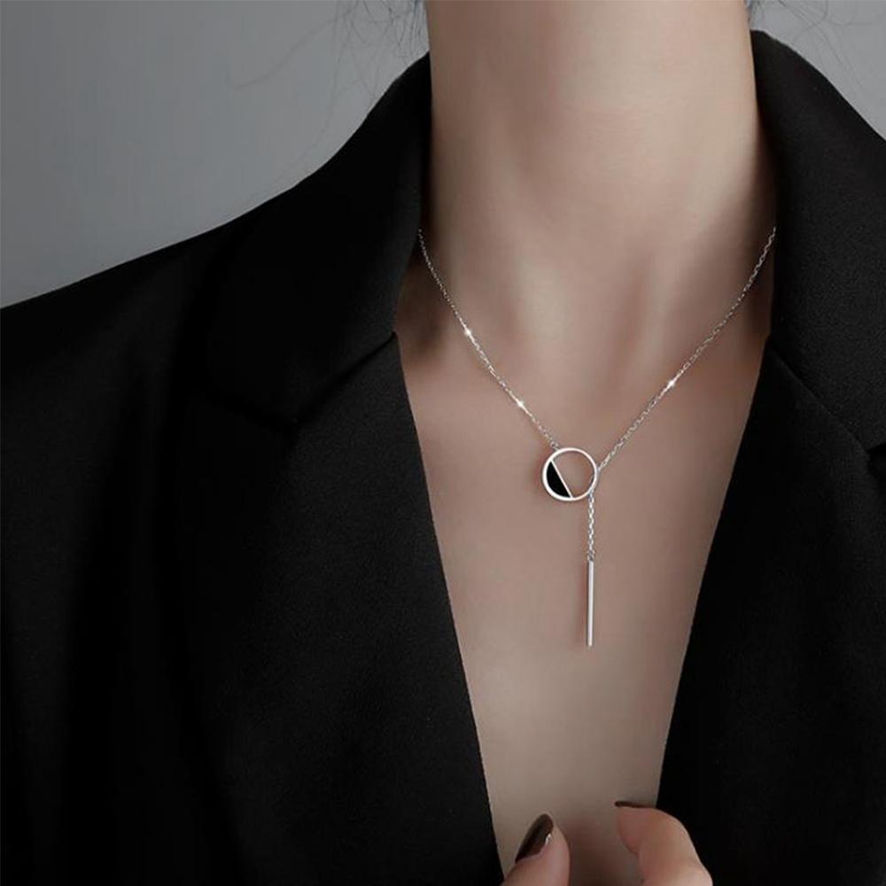 

Simple Temperament Women Jewelry Circle Round Necklace Clavicle Chain Sweater Chain Tassel Pendant