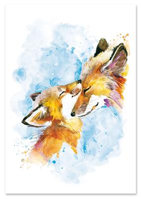 Poster for a Child - a Family of Foxes