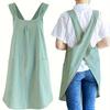 Yousheng Cotton Linen Cross Back Apron for Women Men Chef Japanese Style Pinafore Dress with Pockets for Cooking Baking Gardening