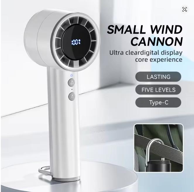 Silent High-speed Led Display High Wind Power USB Charging Fan Handheld Small Fan Refrigeration Air Conditioner Portable