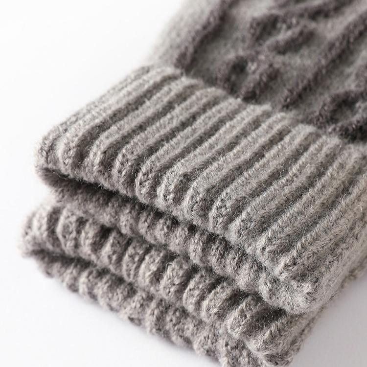Knitted Gloves for Men Autumn and Winter Jacquard Split Finger Yarn Gloves with Thick Velvet and Warm Touch Screen Gloves