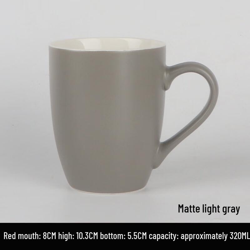 Shangqi Matte Grey Ceramic Drum Mugs - Set of 4