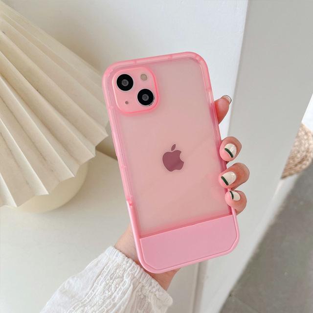 For Iphone 13 11 12 14 Pro Max Case Stand Holder Transparent Cover For Iphone Se 3 2022 2020 Xs Xr 7 8 14 Plus Shockproof Bumper