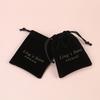 50Pcs Personalized Logo Beige Jewelry Drawstring Bag Thick Velvet Pouch Boutique Cosmetic Wedding Favors Candy Organizer Pockets