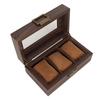 3 Slot Watch Display Case Wood Detachable Pillow Glass Cover Single Layer Watch Box for Jewelry