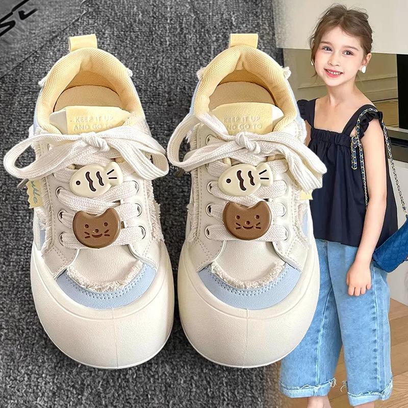 Spring Autumn Kids Board Shoes Breathable Casual Girls Fashion Sneakers Cartoon White Shoes