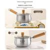 Lilang Stainless Steel Milk Pot with Wooden Handle & Steamer