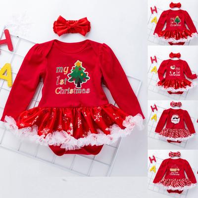 Vánoční kojenecké oblečení Dětská kombinéza Romper s dlouhým rukávem Dětská kombinéza