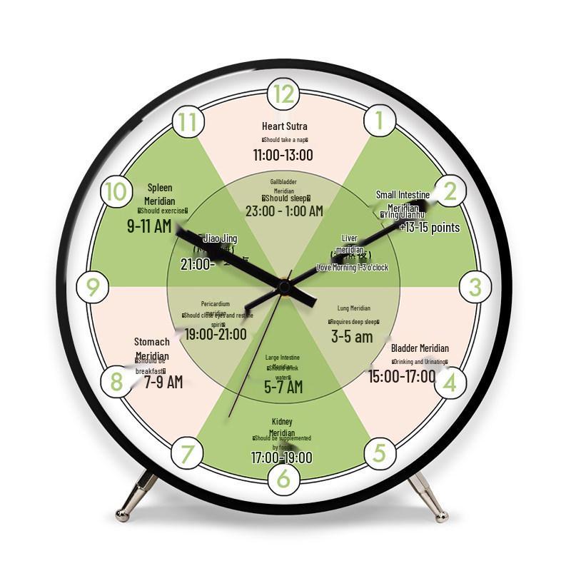 

Traditional Chinese Medicine Desk Clock with Twelve Earthly Branches for Health Preservation and Physiotherapy 6 inches