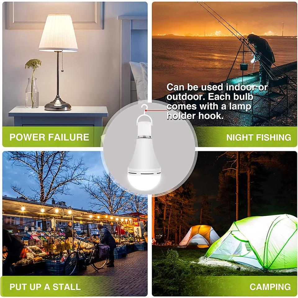 E27 Wiederaufladbare LED-Lampen 9W 15W Hohe Helligkeit Notfall-Glühbirne Außen Camping Angeln Tragbare Lampen Lichter