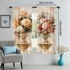 2Pcs Elegant Floral Bouquet Print Polyester Curtains With Rod Pocket – Perfect For Living Room, Bedroom, Office & Kitchen Decor