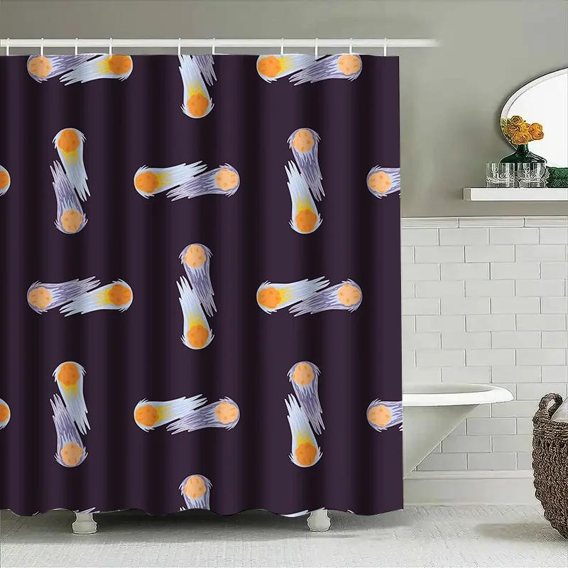 

Eggplant Pattern Shower Curtain Polyester Bath Decorative Print Home Accessories Customizable 3D Waterproof Privacy Tapes Black W90xH180cm