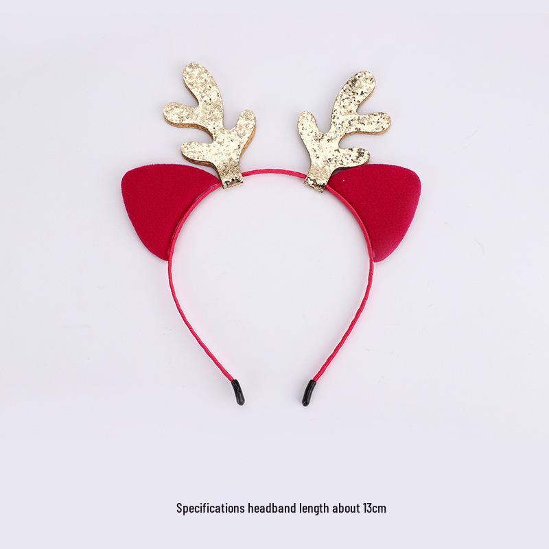 Golden Sequin Reindeer Antler Headband - Cute Christmas Hair Accessory for Girls