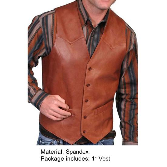Vest V Neck Single-breasted Western Sleeveless Men Waistcoat for Horseback Riding