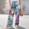 Ladies' Loose And Casual Christmas Printed Wide Leg Pants With Elastic Waistband Drawstring And Pocket Pants