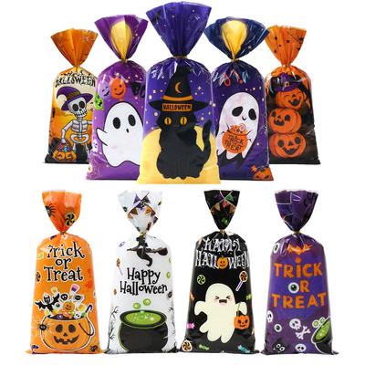 100pcs Halloween Ghost Cat Gift Bags Candy Cookie Packaging Bags Trick Or Treat 2025 Happy Halloween Party Decor Supplies