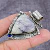 Natural Sodalite, Blue Topaz Handmade 925 Sterling Silver Pendant 2.27" t0U95