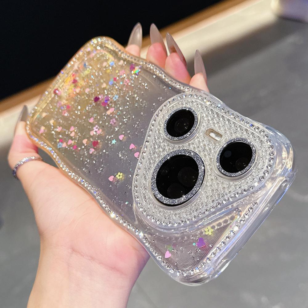 KEYSION Gradient Transparent Glitter Jewelle Phone Case for Huawei Pura 70 80 Pro 70 Ultra Lens Protector Shockproof Back Cover
