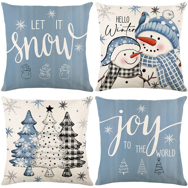 Christmas & Halloween Linen Plush Pillow Cover for Home & Bedside