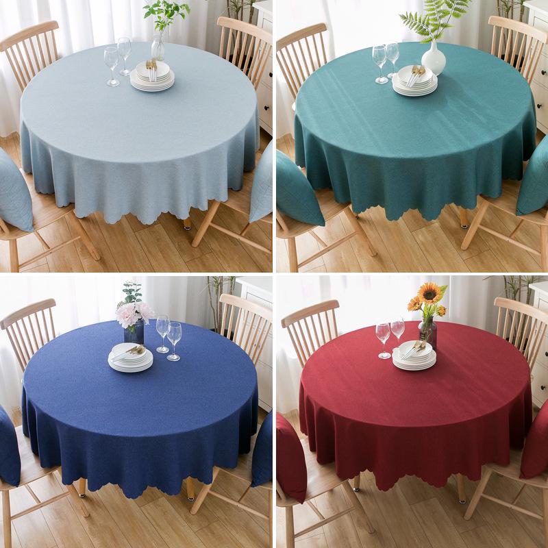 Waterproof Oil-Proof Solid Color Round Tablecloth for Dining, Hotel, and Home