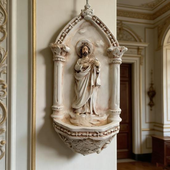 Jesus Heligt Vattenkärl Hemmakontor Entré Jesus Skulptur Väggprydnad Katolsk Hartsdekoration Religiös Prydnad Julklapp