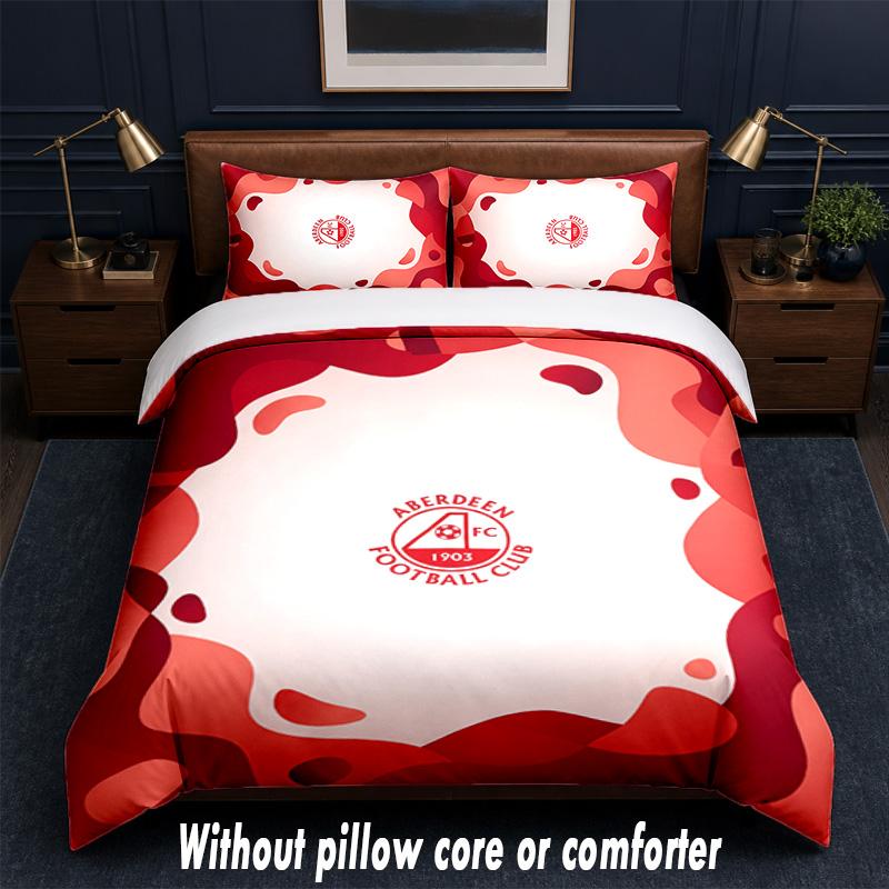 Aberdeen FC Design Bed Bedding Set 1 Duvet Cover + 2 Pillowcases Soft Breathable Household Bed Linens