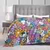 Snoopys & Woodstock Flower Pattern Blanket Wool Funny Breathable Throw Blankets for Home Restaurant Textile Decor,