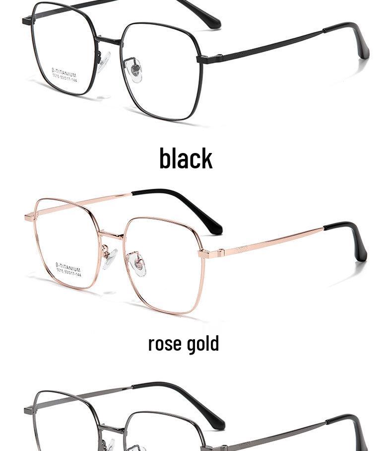 Ultra-light Retro Titanium Polygon Eyeglass Frames with Plano Lenses for Students