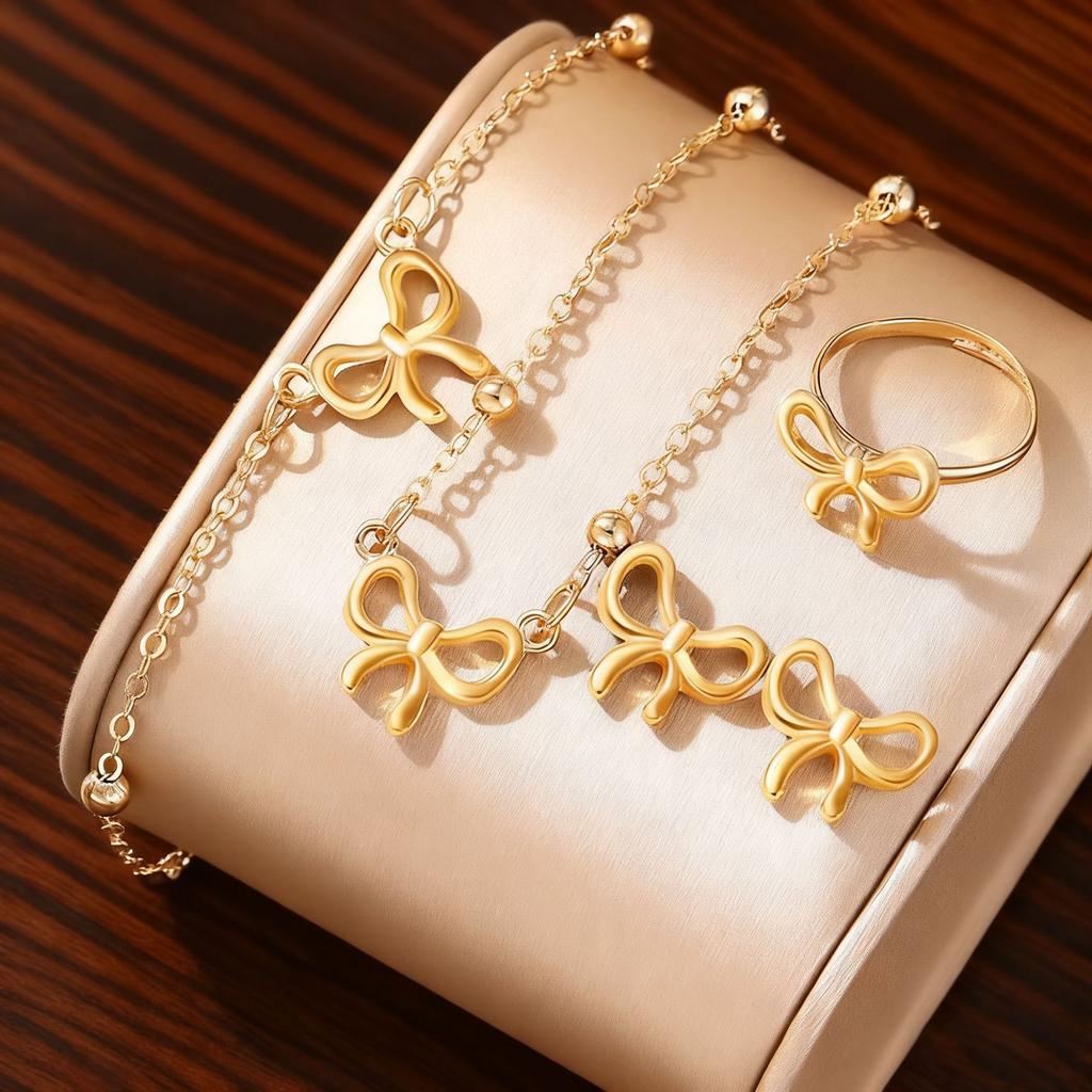 Exquisite Shiny Bow Necklace Fashionable Fresh Elegant Jewelry For Women Versatile Accessory Gift