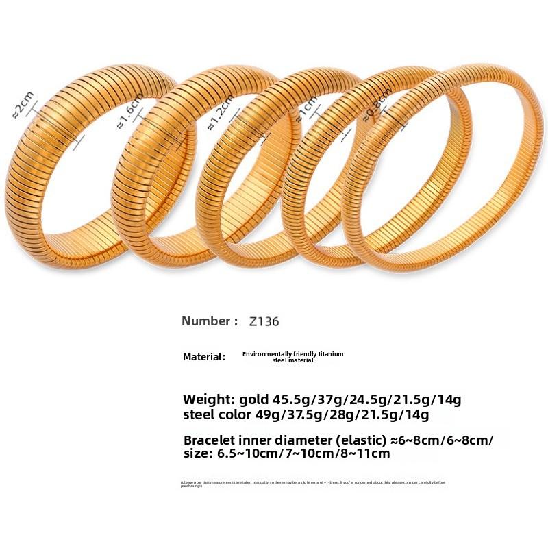 Goose throat elastic bracelet women's french titanium steel gold-plated glossy wide version bracelet