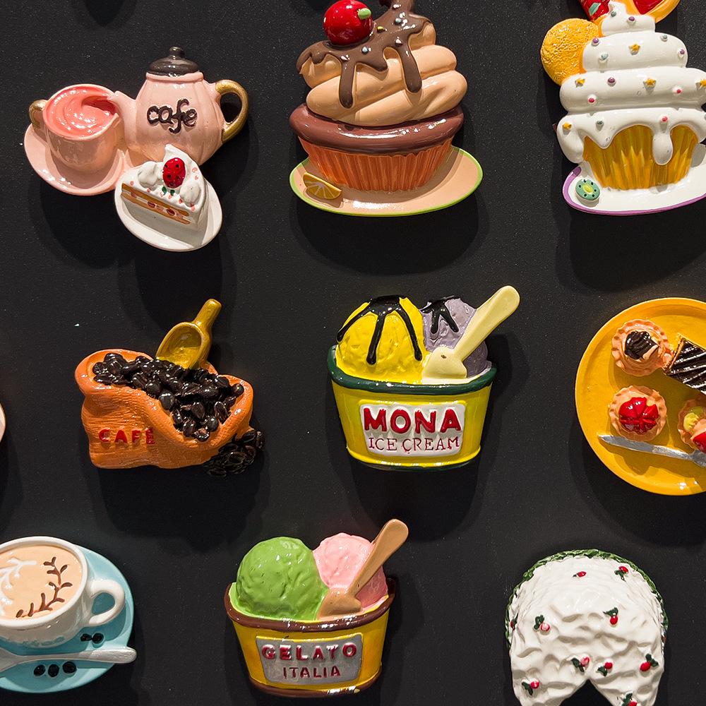 3D Cartoon Ice Cream Cone Cake Refrigerator Magnet Toy Decoration Accessories