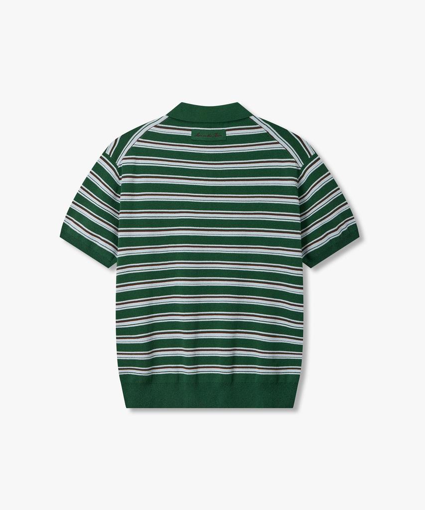 MAN ON THE BOON Striped Short Sleeve Polo Knit_Green 4716113037