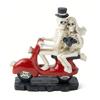 Skeleton Couple Figurine Resin Skeleton Couple Riding Motorcycle Sculpture Gothic Skeleton Statue for Halloween Mantel Table Decor