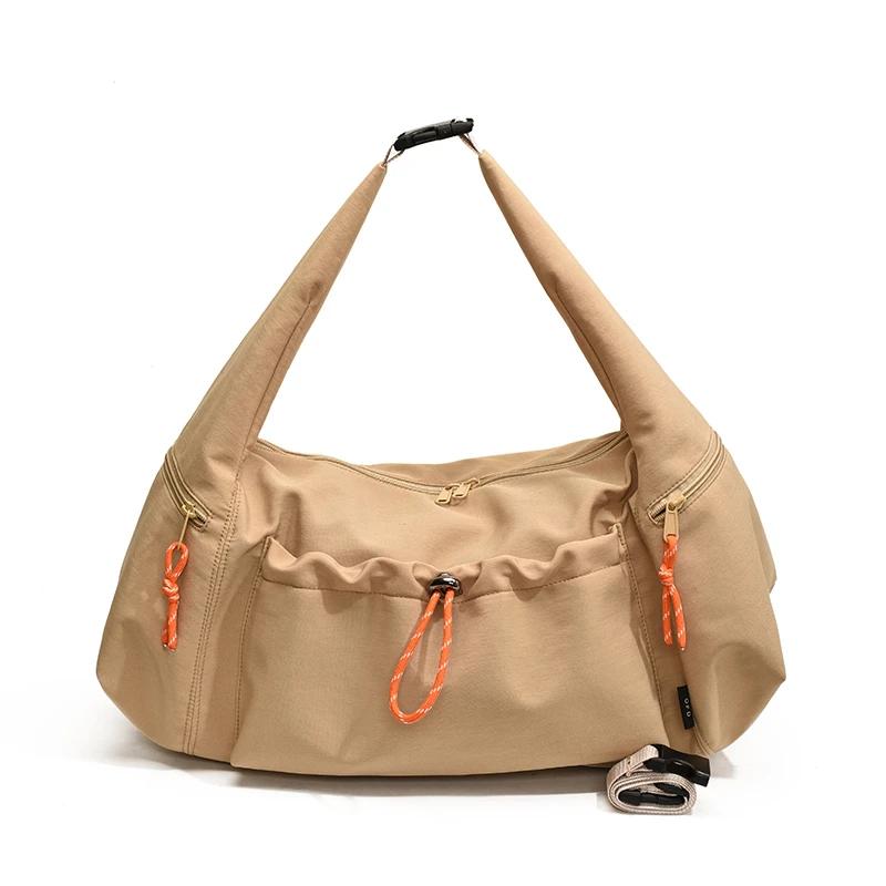 Large Capacity Shoulder Bag for Women Monochromatic Zipper Cord All Games Crossbody Bags Elegant Nylon