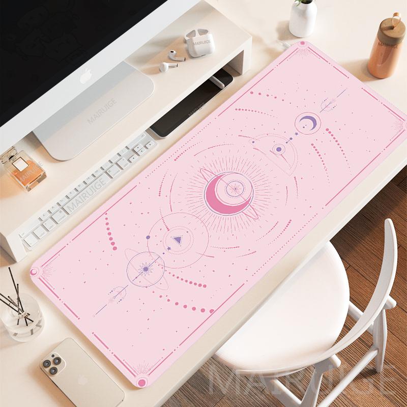 Kawaii Moon Star Mouse Pad Extra Girly Accessories Playmats Cute Carpets Lapto Gamer Purple Pink Magic Large Keyboard MouseMat