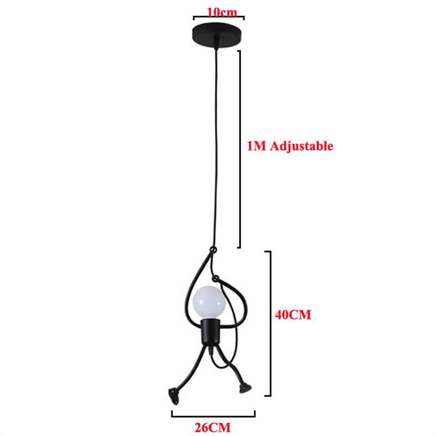 Novelty Iron Little Man LED Pendant Light E27 Cartoon People Children's Room Hanging Lamp Climbing Man Kids Suspension Luminaire
