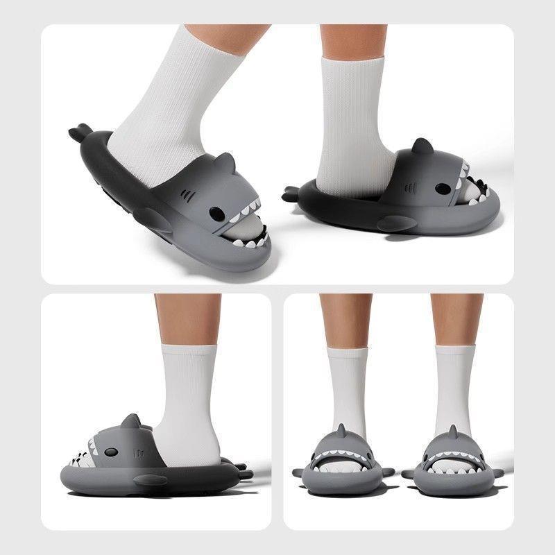 Fashion Gradient shark slippers for couples to wear at home and outside, non-slip and deodorizing bath slippers