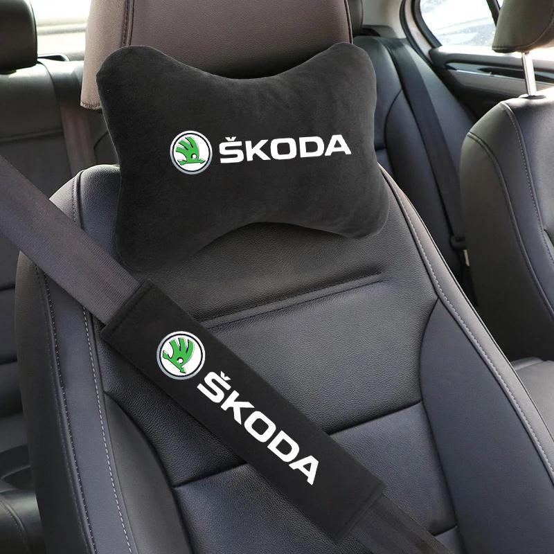 MIII6 Per Skoda Octavia Fabia Rapid Kamiq Scala Kodiaq Superb VisionS Yeti Karoq Enyaq Cuscino per Poggiatesta Auto Cuscino per Collo Spallaccio Cinture di Sicurezza