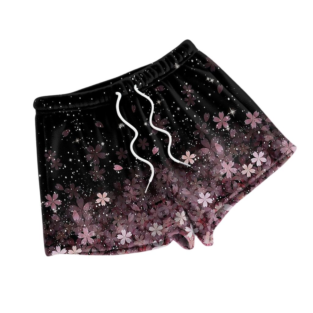 Women's Fashionable Loose-Fit Pajama Shorts With Floral Print Casual Pants
