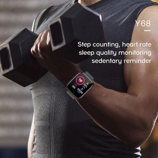 Y68 Waterproof Heart Rate Blood Pressure Monitor Smart Bracelet for iOS Android