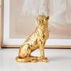 1 Stück, ein goldener Leoparden-förmiger sitzender Desktop-Dekorationsgegenstand, geeignet für Arbeitszimmer, Eingangshalle, Büro und Hoteldekoration
