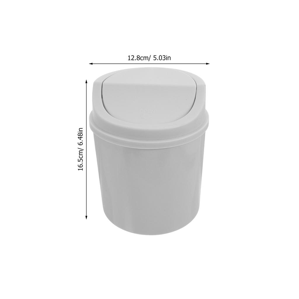 Mini Desktop Trash Can Swing Lid 2L Small Trash Bin for Desk Bedroom Office Vanity Compact Waste Bin Modern Small Garbage Can