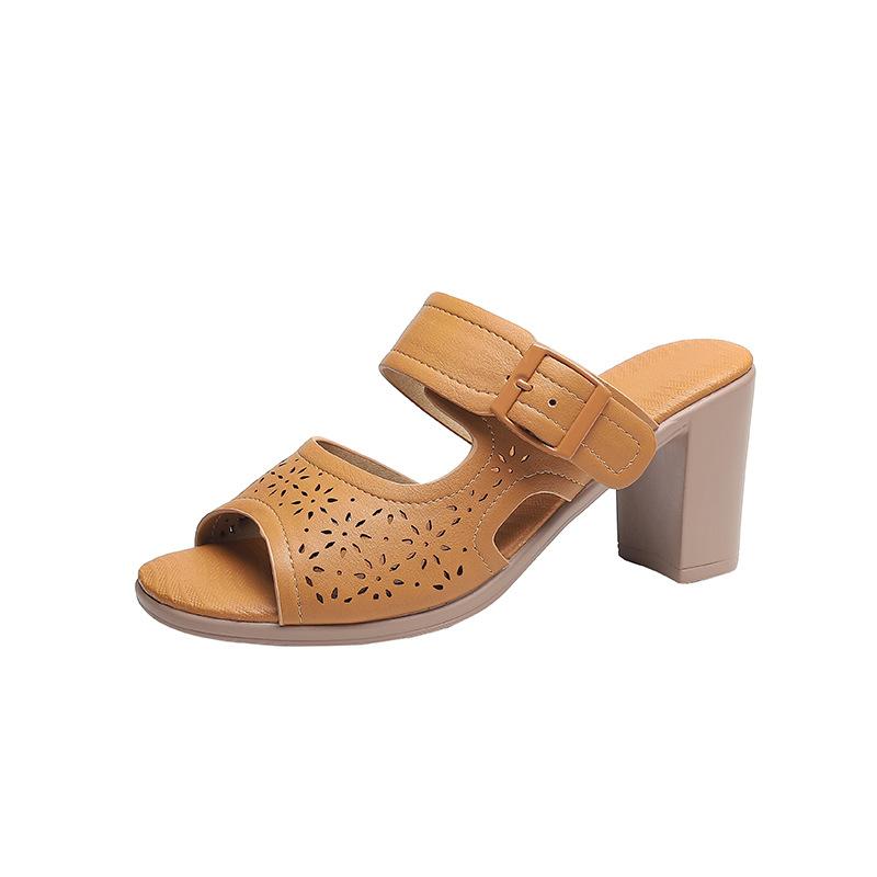 

Сандалии на высоком каблуке женские летние удобные туфли Fish Head в стиле ретро на высоком каблуке Zapatos Mujer повседневные босоножки на толстом каблуке женские 41 жёлтый