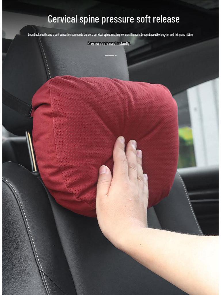 Breathable Suede Car Headrest and Lumbar Support Pillows for All Seasons