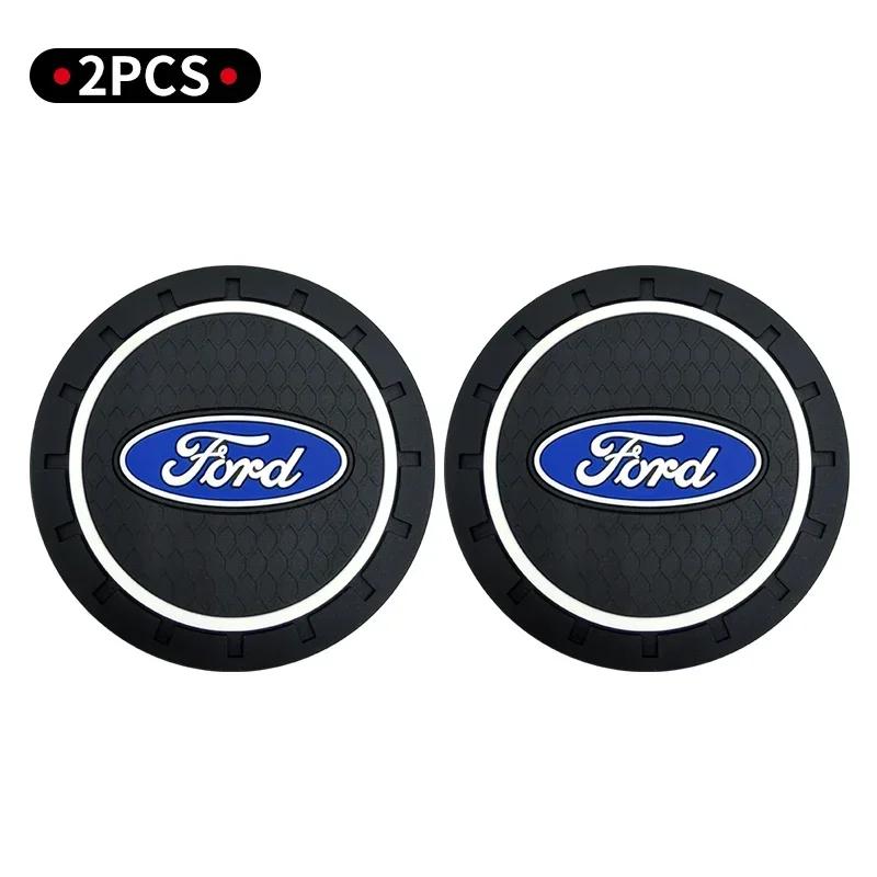 1/2PCS Non-Slip Car Cup Coaster Drink Cup Holder Anti-slip Pad For Ford Ecosport Edge Figo Flex Focus Fusion Fiesta Accessories