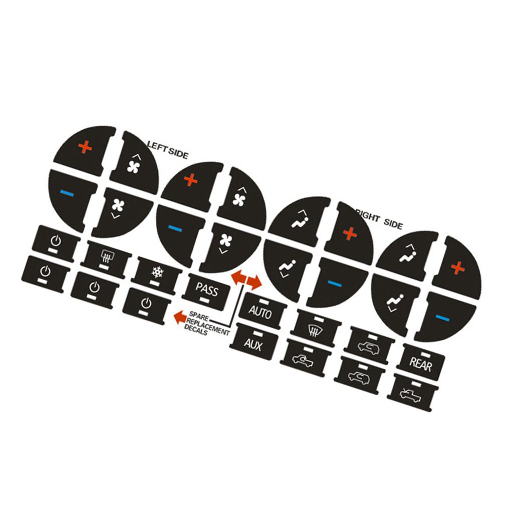 Universal Automotive Interior Button Decals Car Button Repair Stickers Car A/C Radio Stickers Vehicle Repairing Sticker