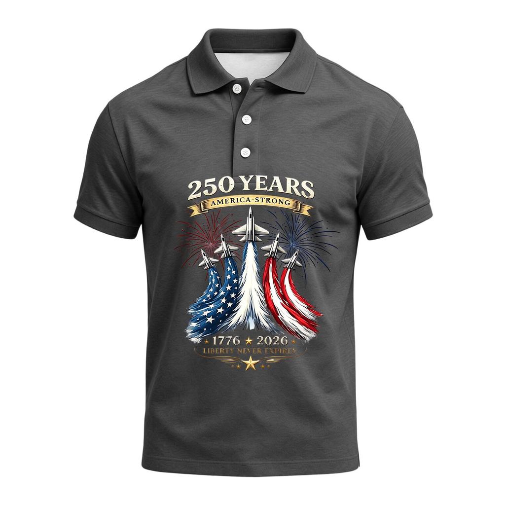 Men's 250th Anniversary Polo Shirt 1776 To 2026 Short Sleeve Casual Fit American Flag Themed Graphic Top