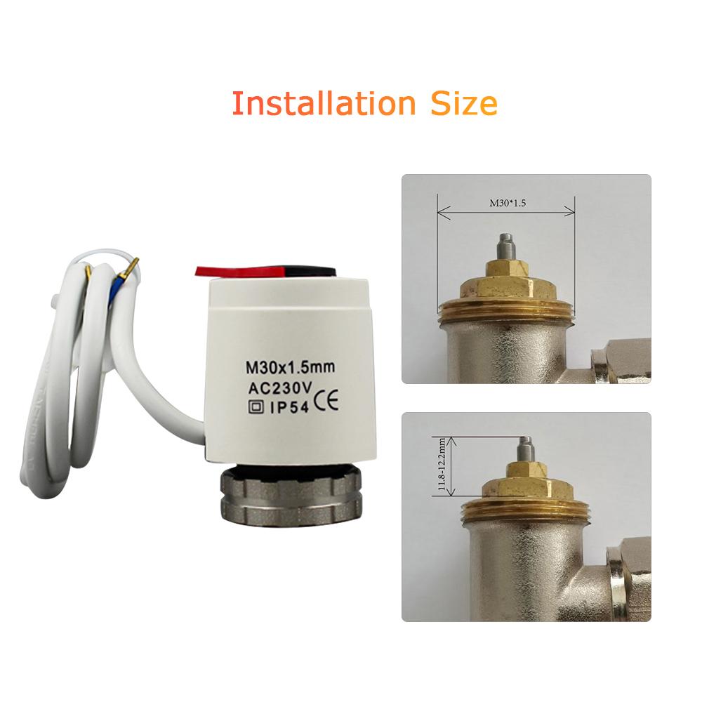 Actuator for Underfloor Heating, Thermal Actuator NC Electric, Normally Close M30 * 1.5 Thread for Floor Heating Thermostat, Designed for Temperature